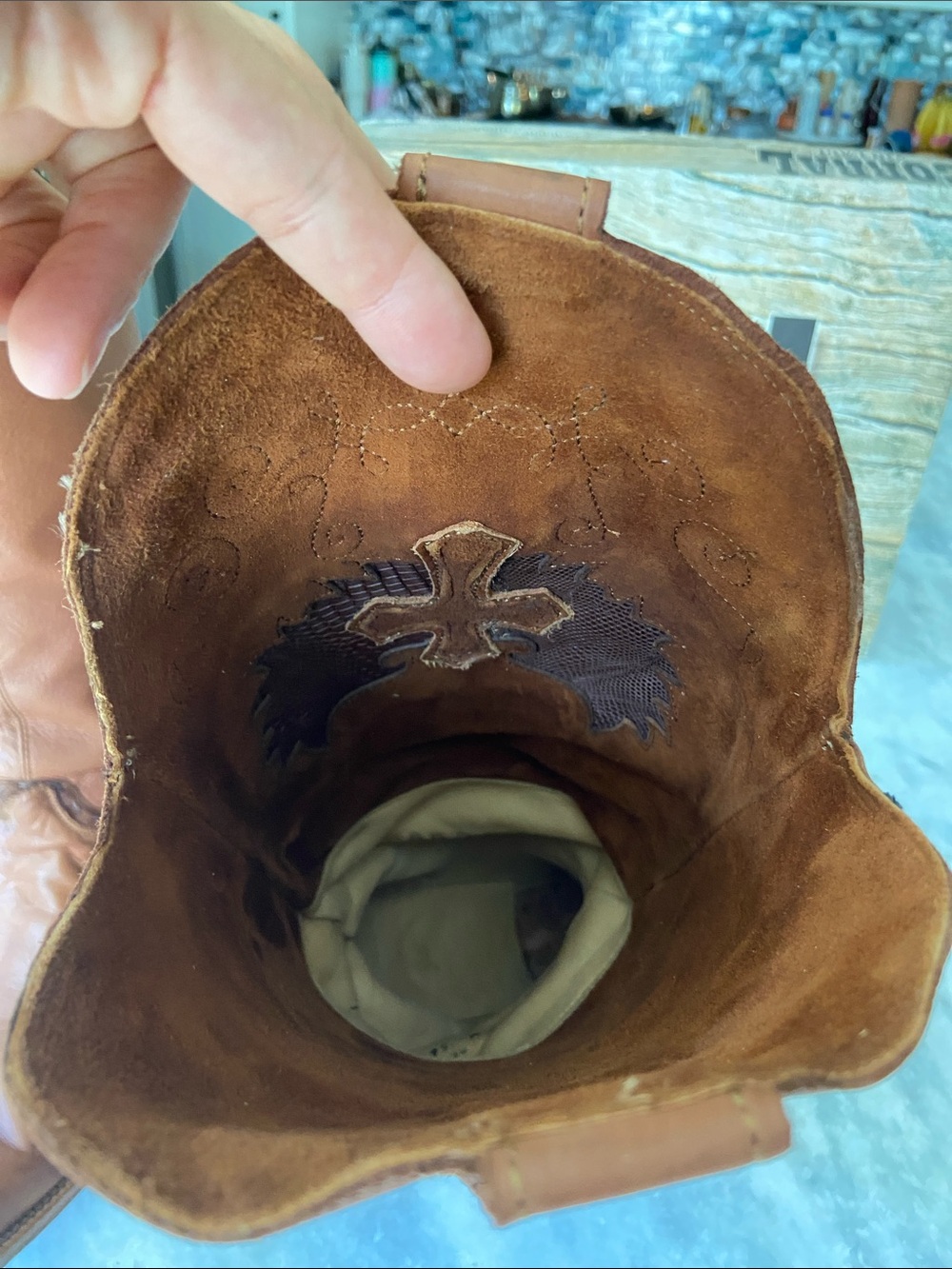 Women's Tall Leather Western Boots in Chestnut - Picture 2 of 8